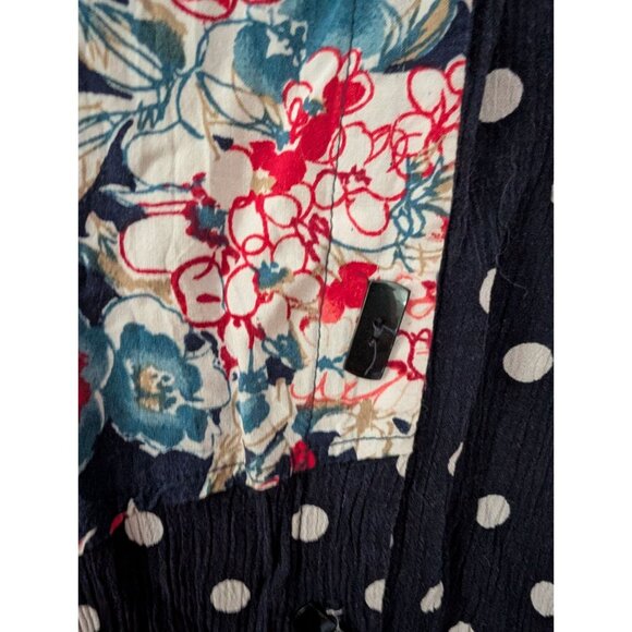 Studio Nouveau Womens 3X Polka Dot & Floral Button-Down Blouse - Picture 3 of 8